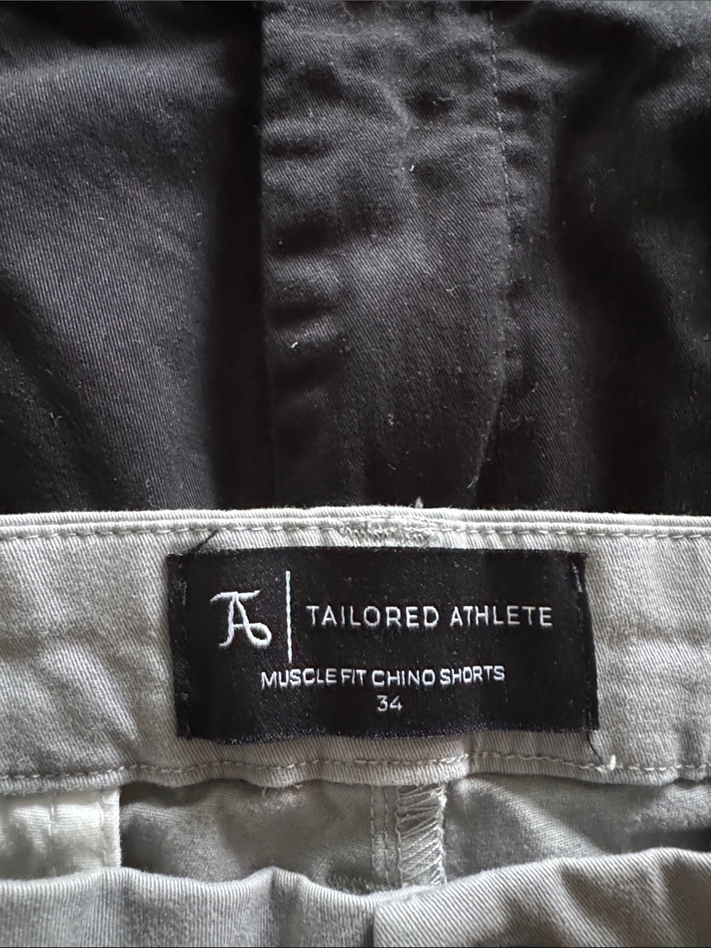 Men's Tailored Athlete Flat Front Chino Shorts in Black and Light Grayish Tan - Picture 3 of 11